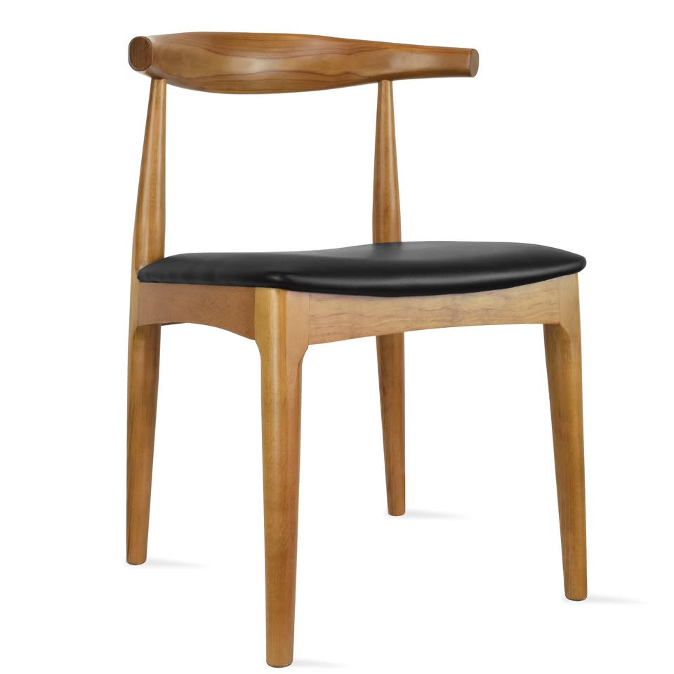 Light Walnut Mid-Century Dining Chair with Cushioned Seat