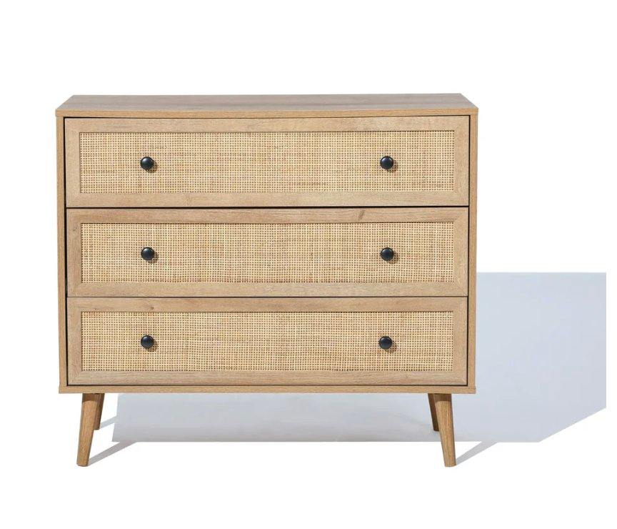 Rattan 3-Drawer Dresser