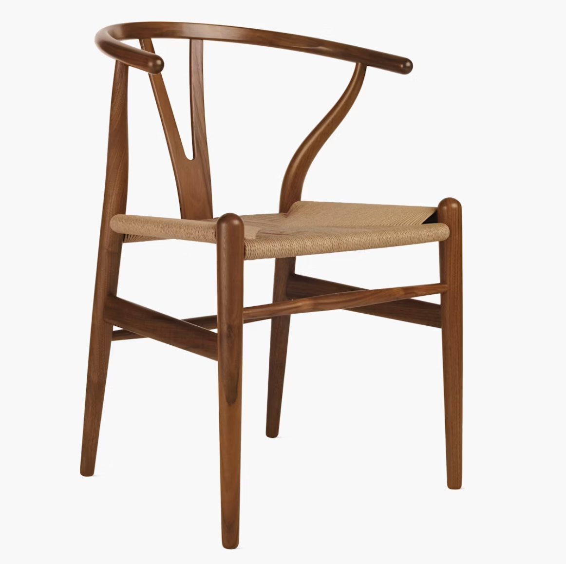 Walnut Wishbone-Style Dining Chair