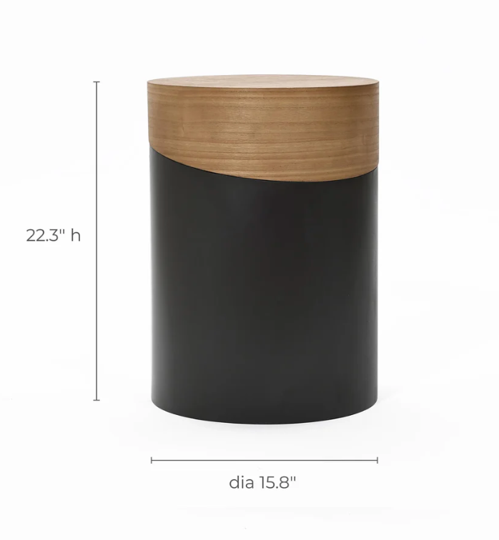 Natural Wood Round Accent Side Table