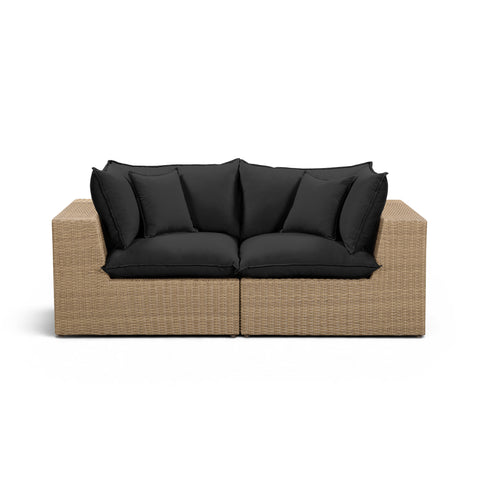 Cali Performance Fabric & Wicker Outdoor Loveseat - REN-O12242