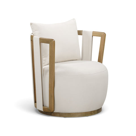 Paolo Cream Upcycled Basketweave Fabric Outdoor Accent Chair - TOV-O54860