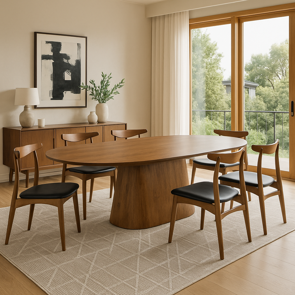 Walnut Wood Oval Dining Table