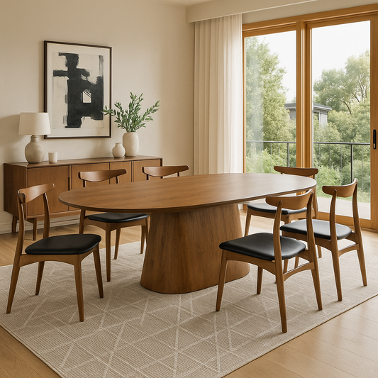 Walnut Wood Oval Dining Table