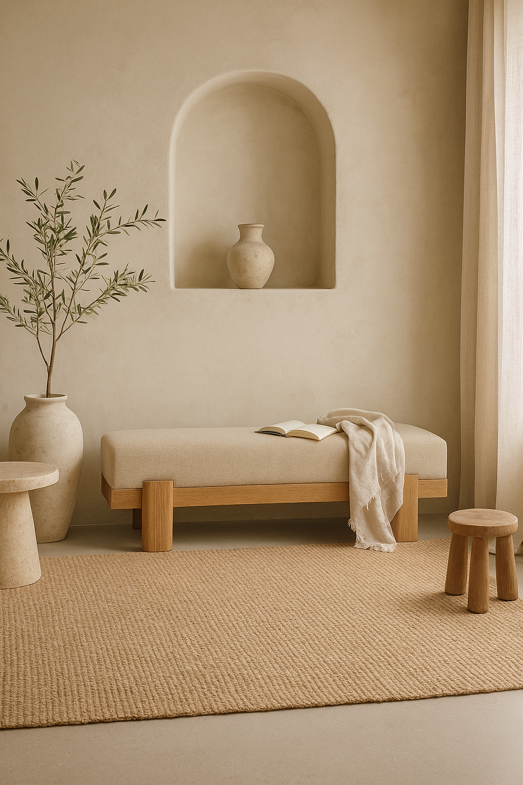 Plush Natural Wood Bench