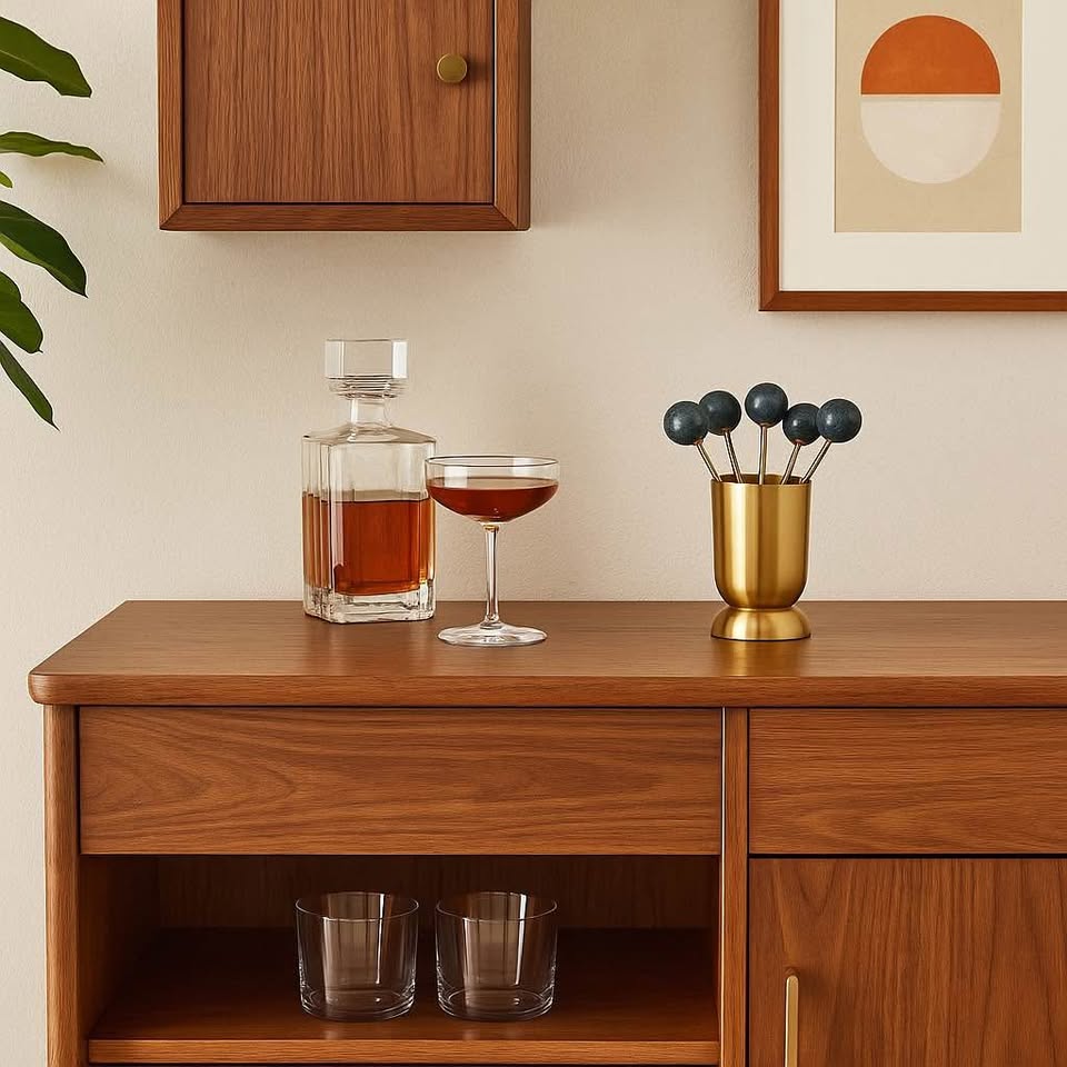 7pc Stainless Steel Cocktail Picks with Holder Gold