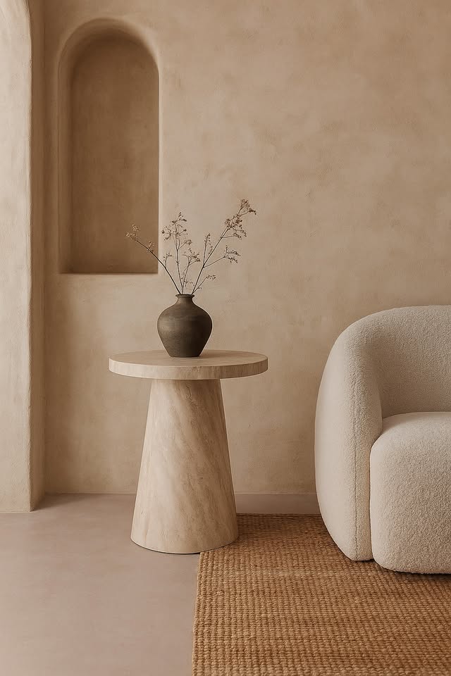 Stone Pattern Round Side Table