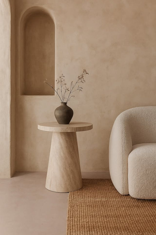 Stone Pattern Round Side Table