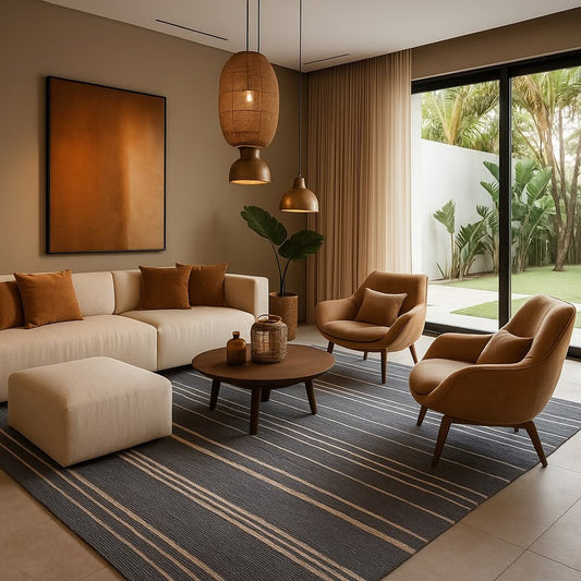 7'x10' Wool Blend Variegated Stripe Area Rug