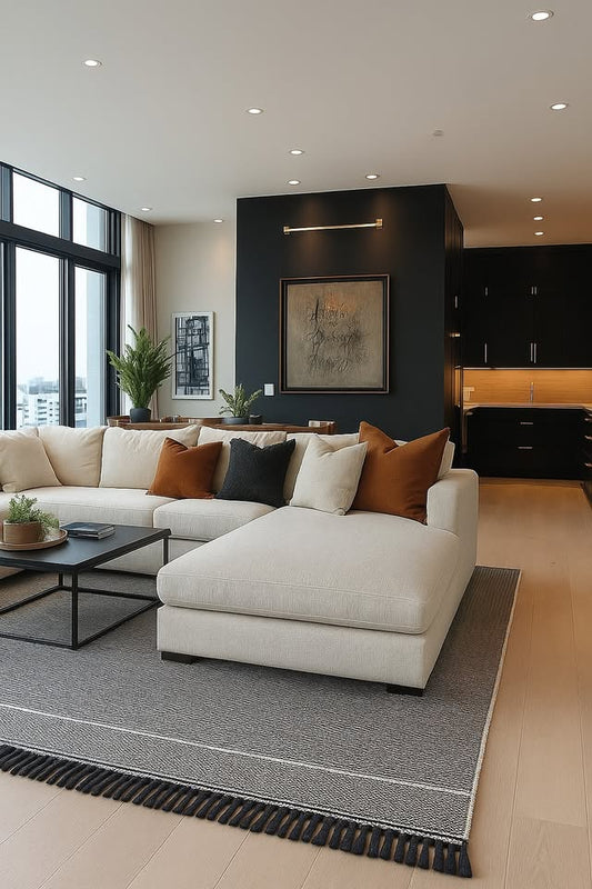 5'x7' Textured Border Stripe Area Rug