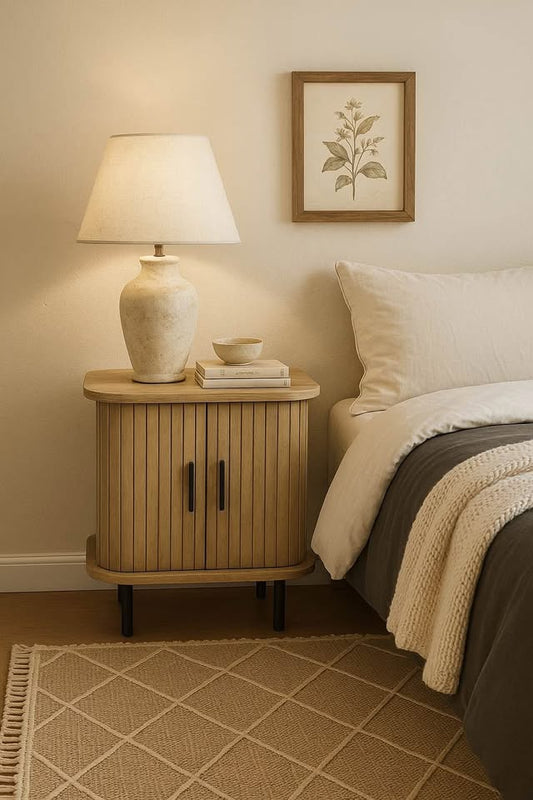 Fluted 2 door accent table