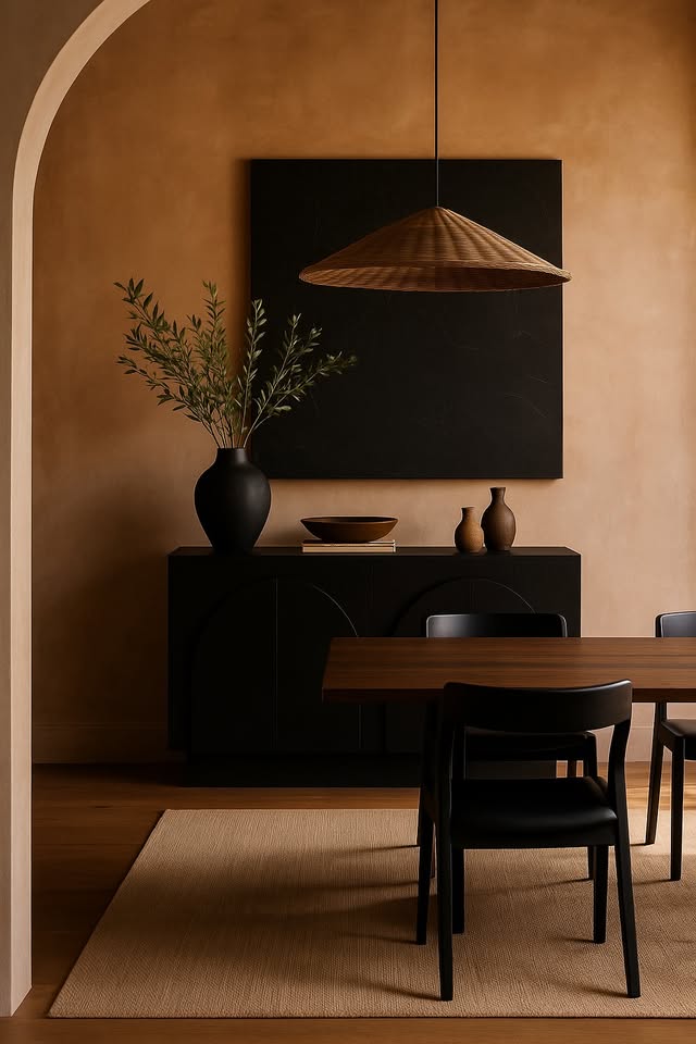 Black Mid-Century Arched Storage Cabinet