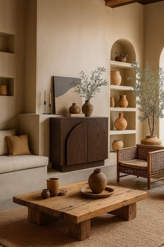 Walnut Mid-Century Arched Storage Cabinet