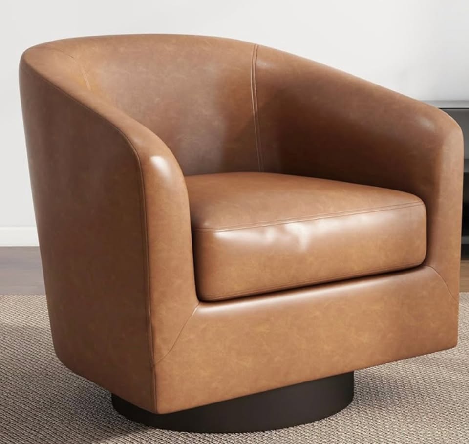 Brown Leather Swivel Accent Chairs
