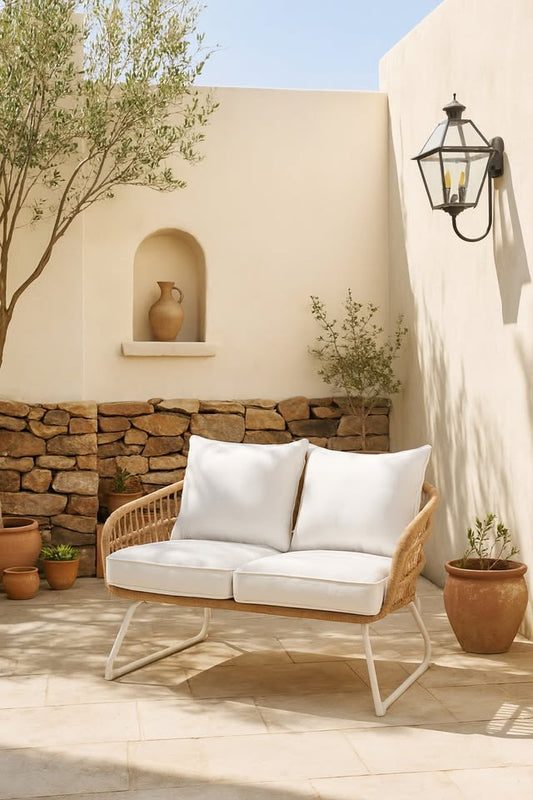 Wicker Outdoor Loveseat with Cushions