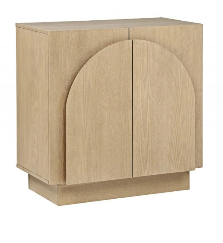 Light Oak Mid-Century Arched Storage Cabinet
