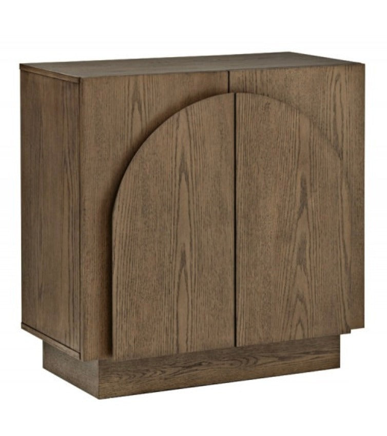 Walnut Mid-Century Arched Storage Cabinet