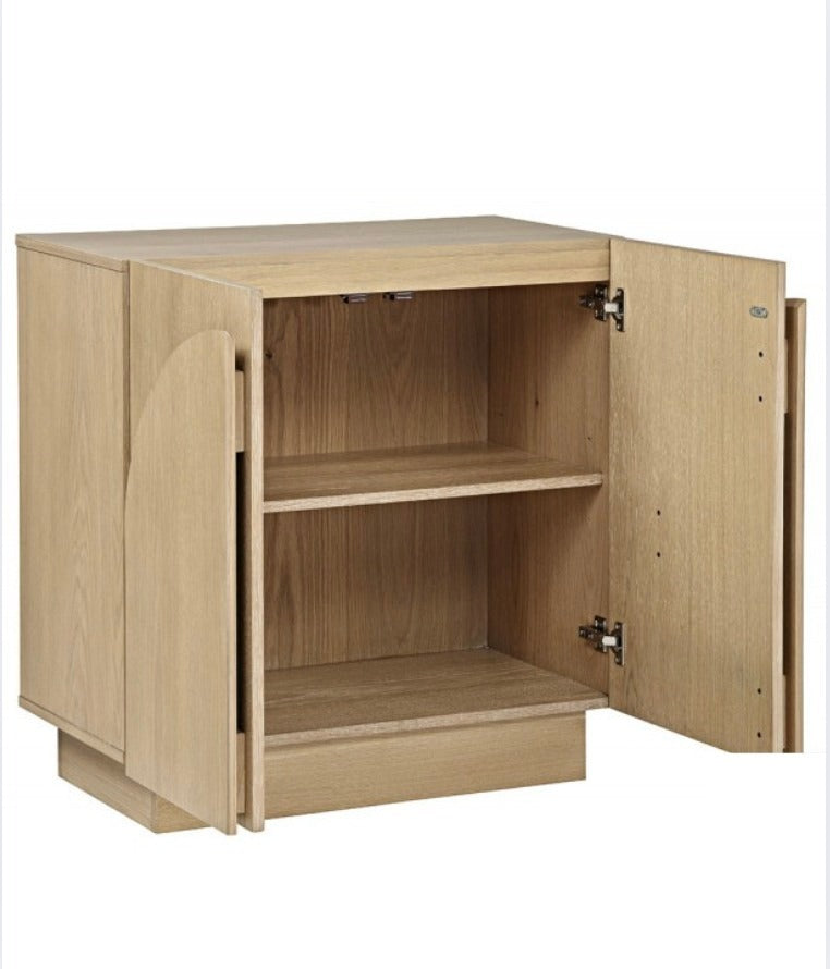 Light Oak Mid-Century Arched Storage Cabinet