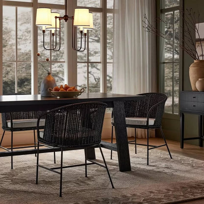 4-Arm Chandelier with Trim Shades Black