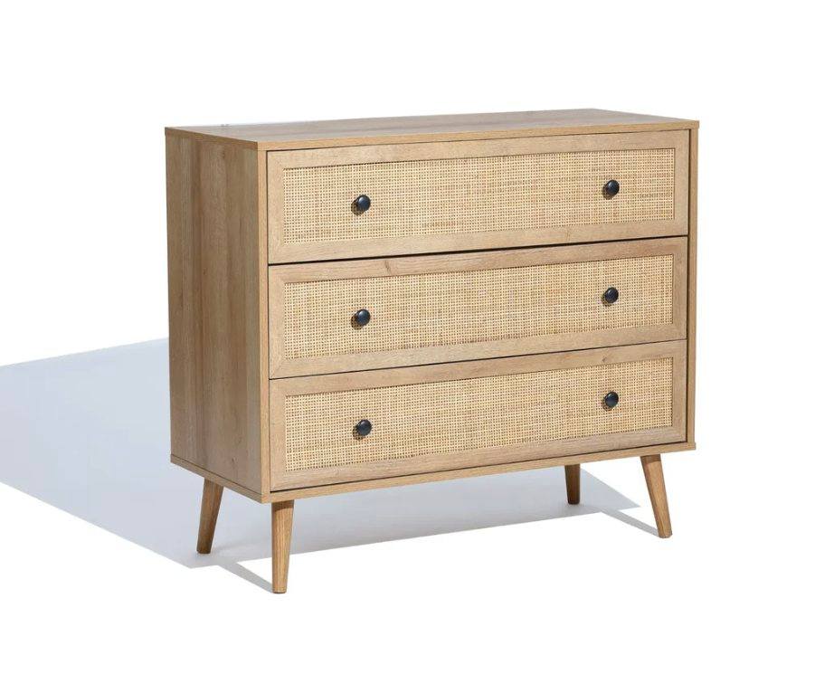 Rattan 3-Drawer Dresser