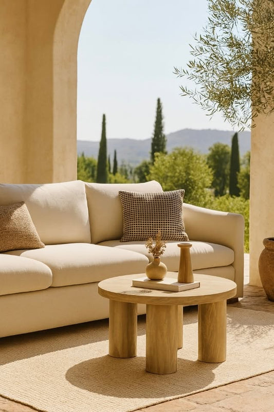 Cylindrical Coffee Table with Pillar Legs