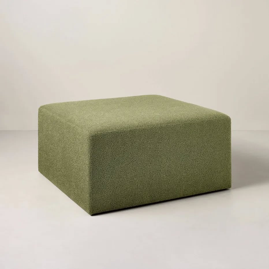 Green Boucle Cocktail Ottoman