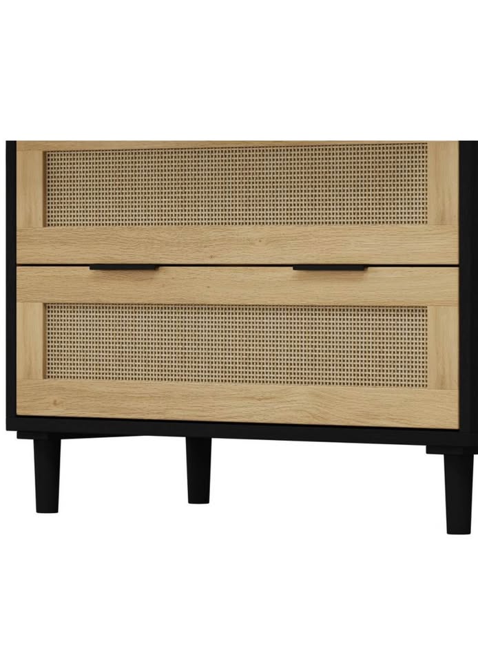 3 Drawer Black Rattan Dresser