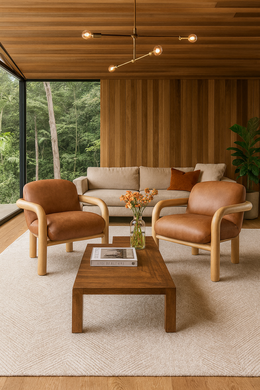 Sculptural Faux Leather Lounge Chair