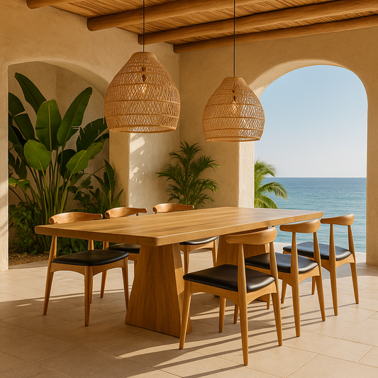 Light Walnut Mid-Century Dining Chair with Cushioned Seat