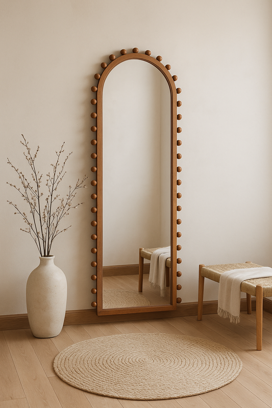 Arched Beaded Floor Mirror