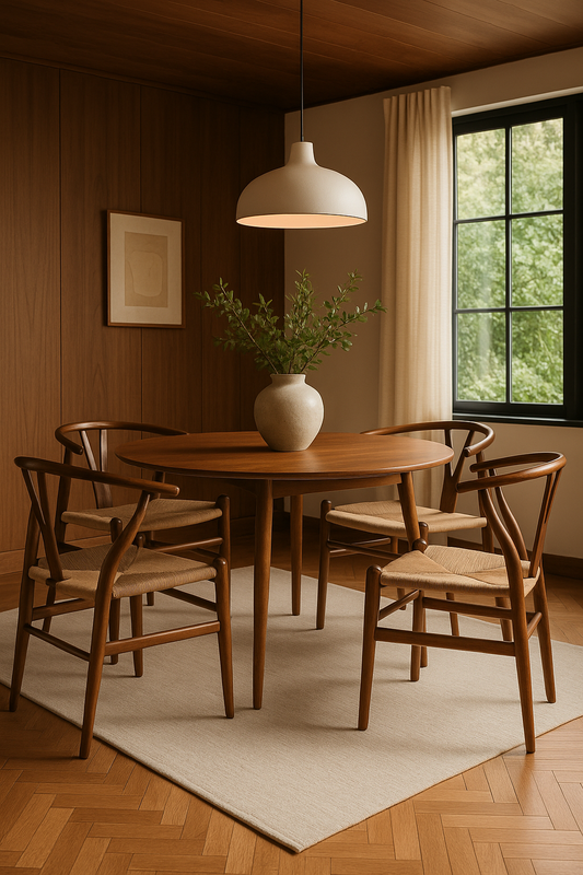 Walnut Wishbone-Style Dining Chair