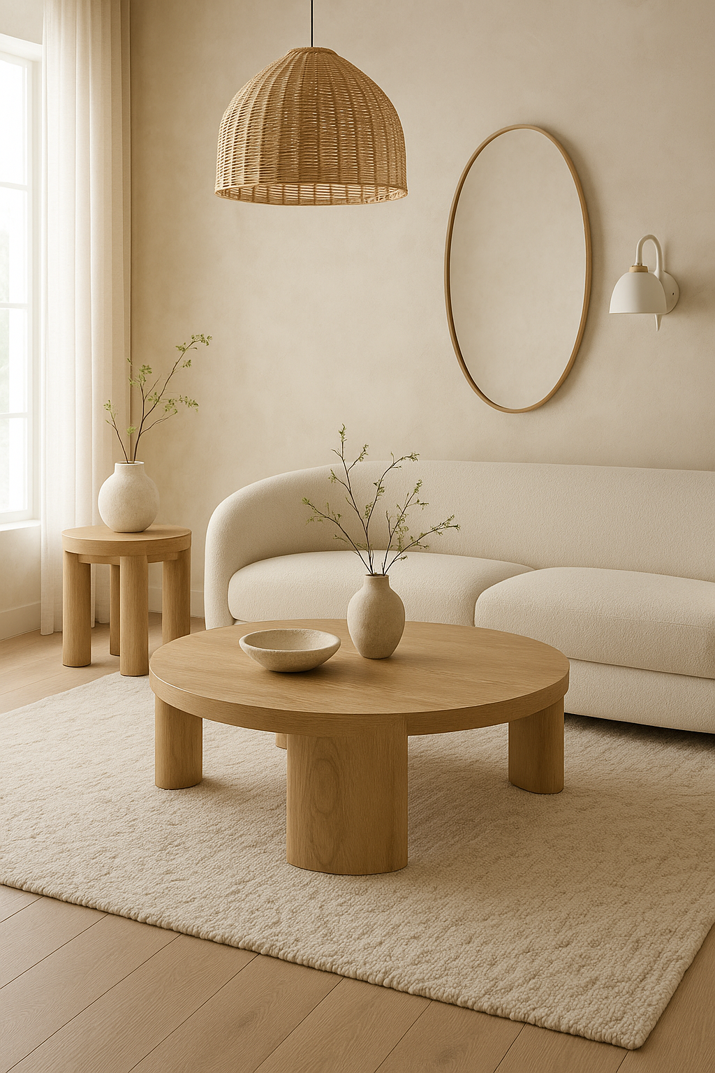 2-Piece Contemporary Round Coffee and End Table Set