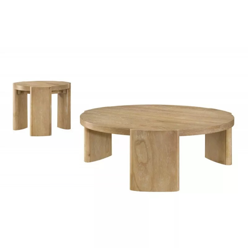 2-Piece Contemporary Round Coffee and End Table Set