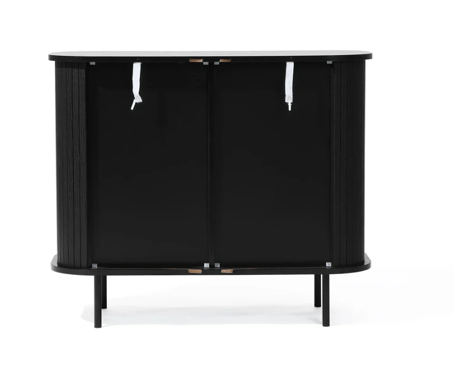 Black Slatted 2 Door Accent Cabinet