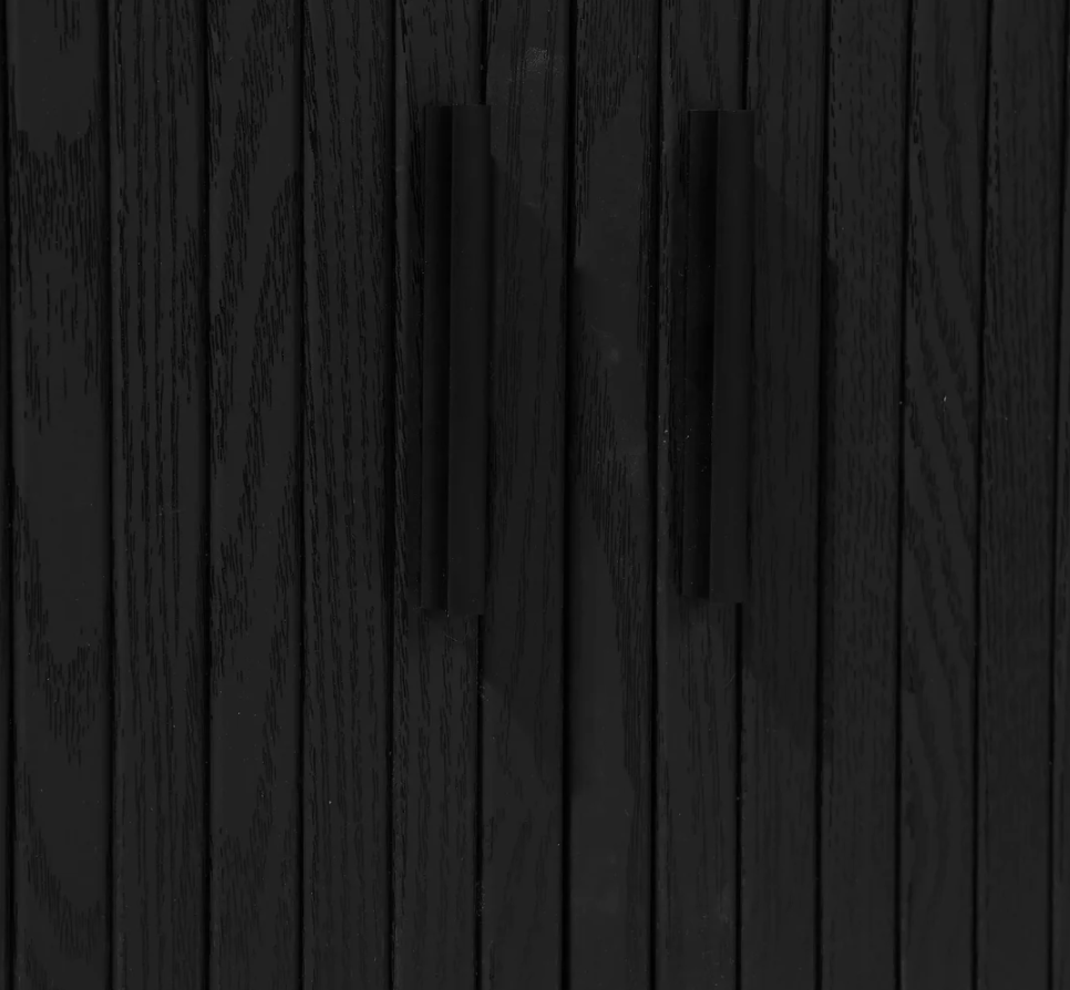 Black Slatted 2 Door Accent Cabinet