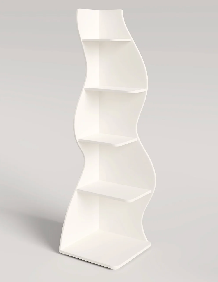 White Modern Wall Corner Bookcase