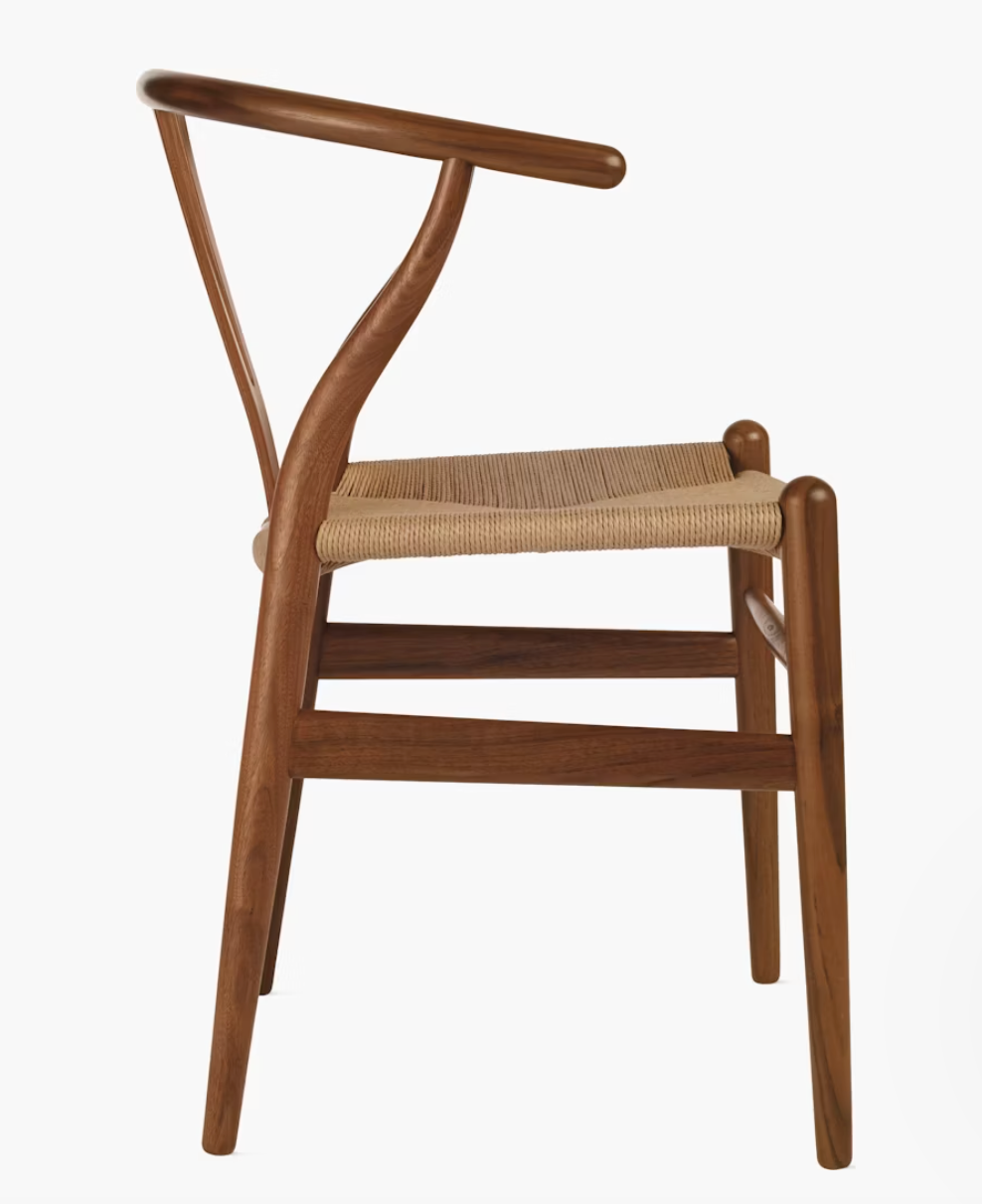Walnut Wishbone-Style Dining Chair