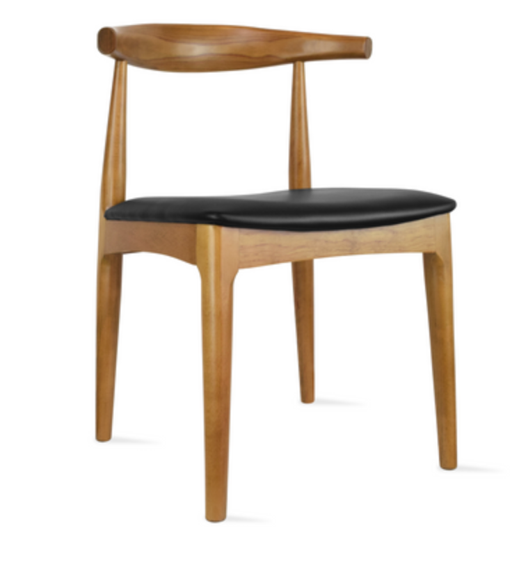 Light Walnut Mid-Century Dining Chair with Cushioned Seat