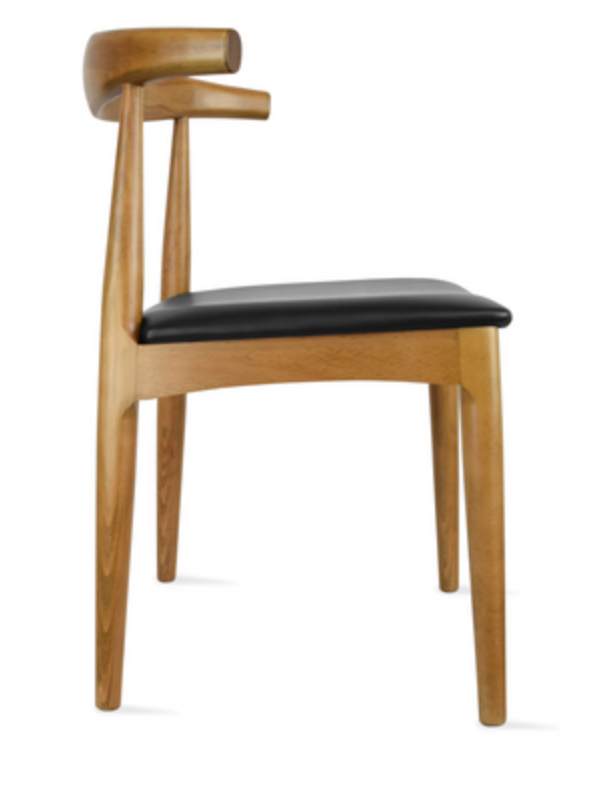 Light Walnut Mid-Century Dining Chair with Cushioned Seat