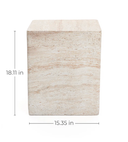 Outdoor Travertine-Style Square Side Table