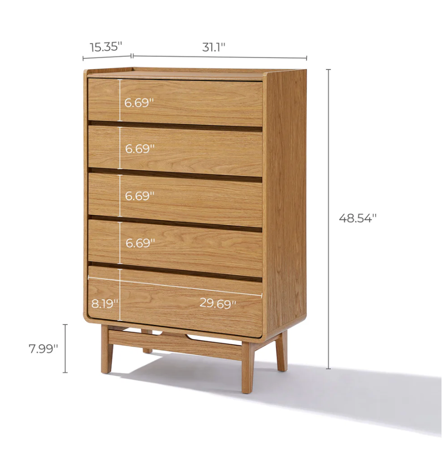 Mid-Century 5-Drawer Dresser / Chest