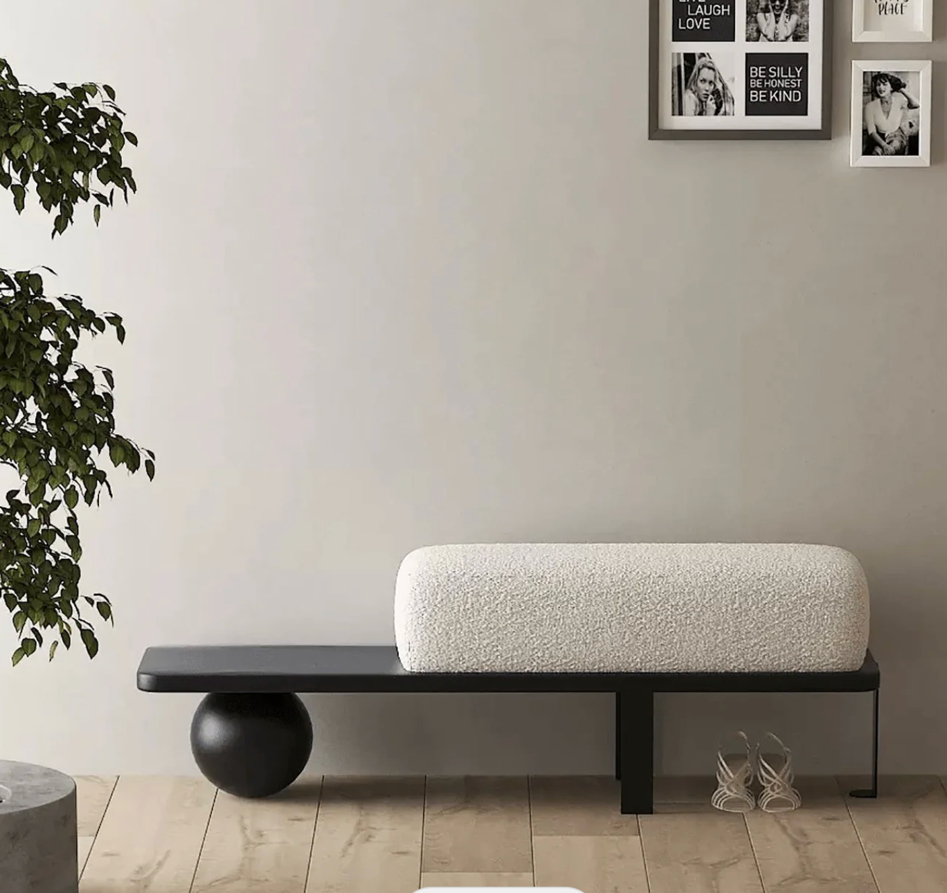 Sculptural Boucle Balance Bench