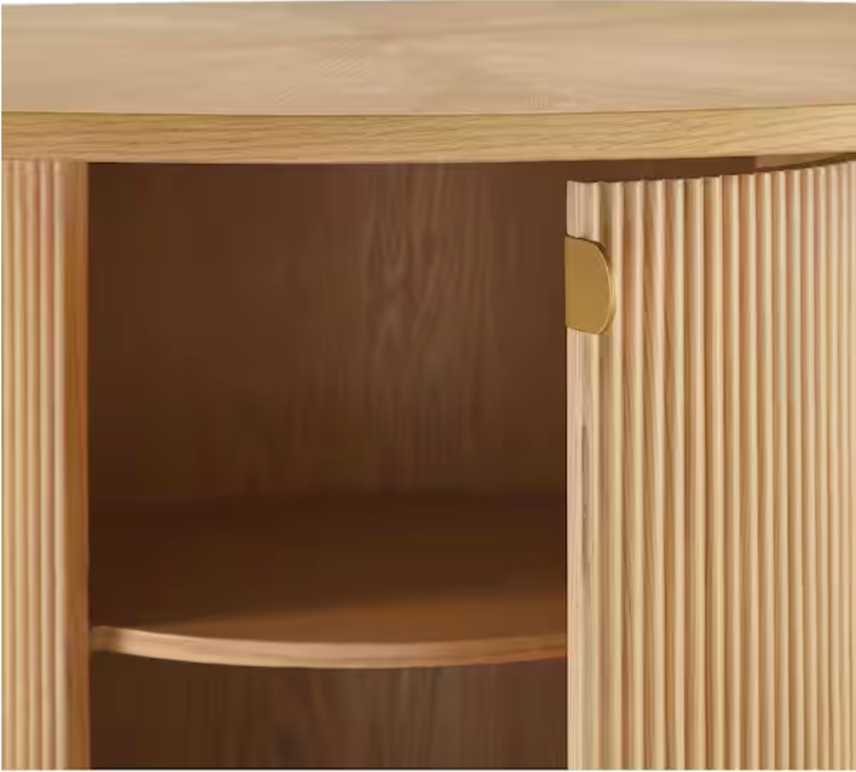 Oak Fluted Pedestal Dining Table with Storage