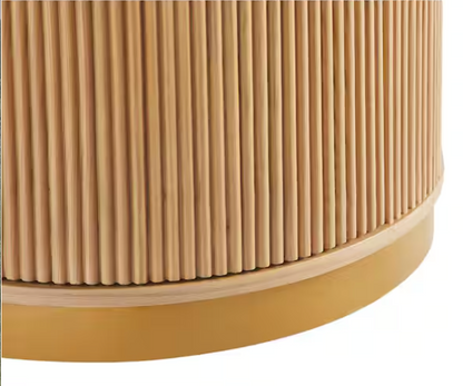 Oak Fluted Pedestal Dining Table with Storage
