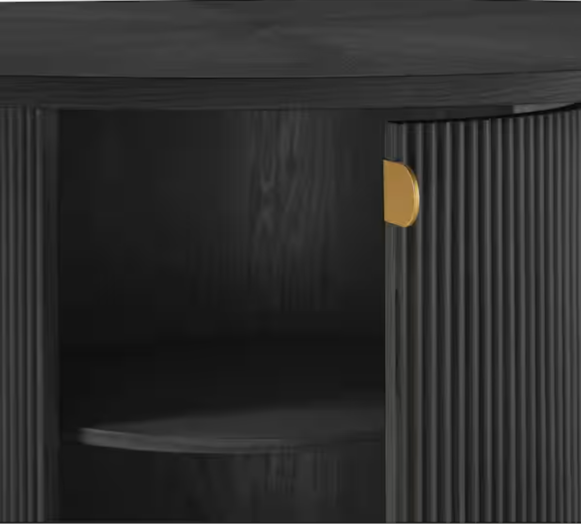 Black Fluted Pedestal Dining Table with Storage