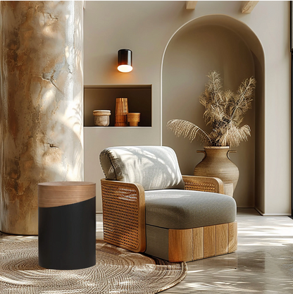 Natural Wood Round Accent Side Table