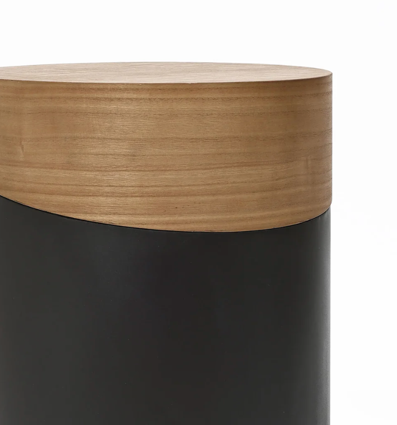 Natural Wood Round Accent Side Table