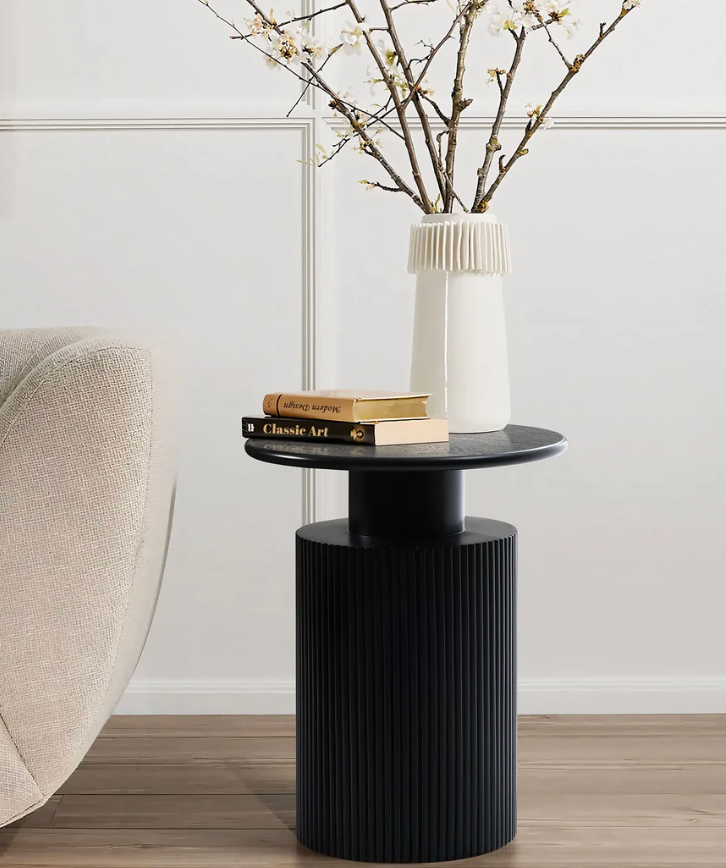 Black Fluted Side Table
