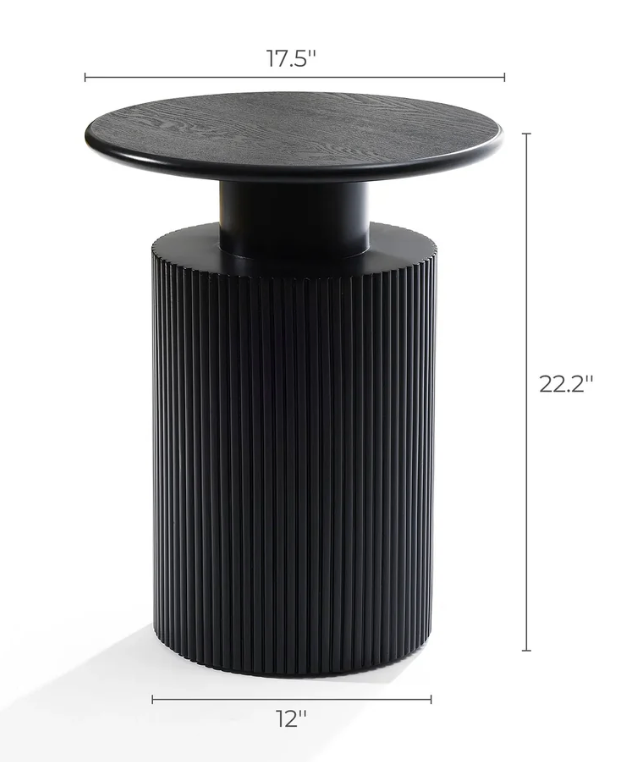 Black Fluted Side Table