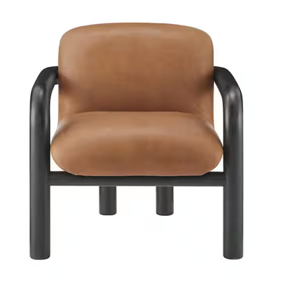 Sculptural Faux Leather Lounge Chair